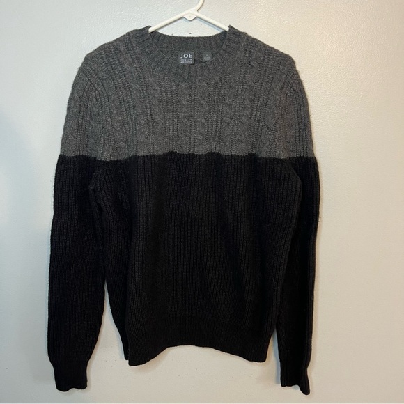 JOE Joseph Abboud Mens Wool Nylon Cable Knit Sweater Crew Neck Gray Black Sz L - Picture 1 of 9